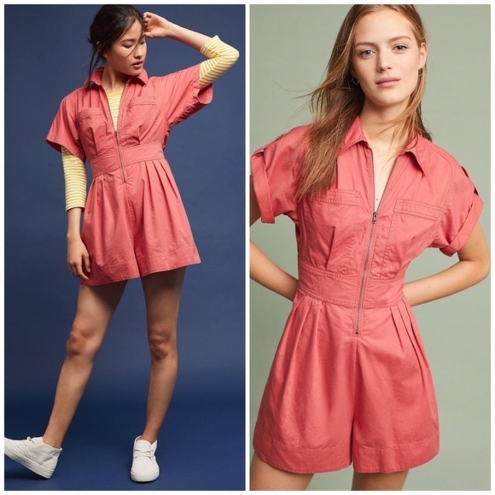 Anthropologie Holding Horses Utility Romper Zipper Size 10
